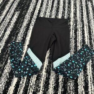 Old Navy Black and Teal Patterned Women’s Leggings